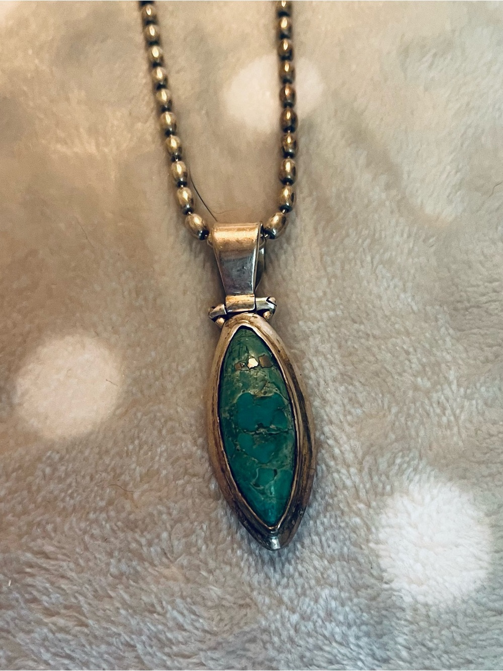 Sterling Silver 925 Teardrop Turquoise Pendant Necklace